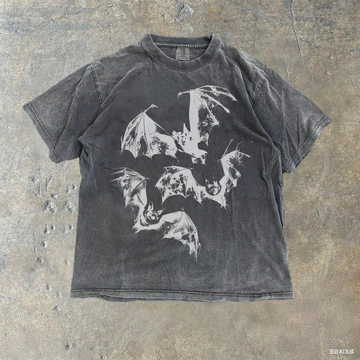 Three Bats Y2k T-Shirt, Vintage 90s Style Bat Shir