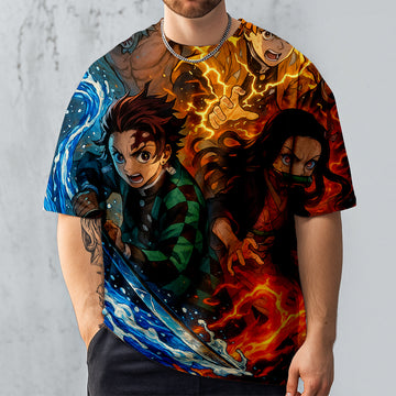 Demon Slayer Hashira T-Shirt, Vibrant Manga-Inspired Graphic Tee