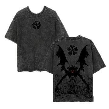 Retro Limited "Asta" Black Clover Vintage Washed Tee