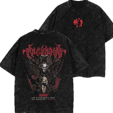 Limited Edition Asta Demon - Black Clover Anime Double Printed Oversize Lightweight Acid Washed Tee