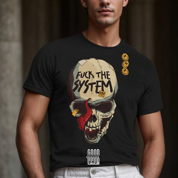 Men's Fuck The System Skull T-shirt