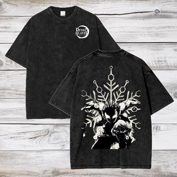 Demon Slayer Anime Acid Wash Oversize T-Shirt Tanjiro Kamado Anime Tee Gift For Him