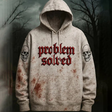 Men's Problem Solver Halloween Skull Print Comfort Hoodie