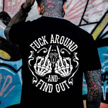 Men's Skull Funny T Shirt 100% Cotton Short Sleeve Graphic Shirt