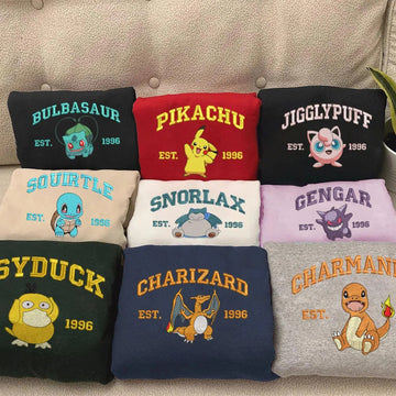 Custom Anime Poke Character Embroidered Sweatshirt