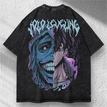 Oversized Acid Washed Anime T-Shirt, Heavyweight Unisex Streetwear Tee