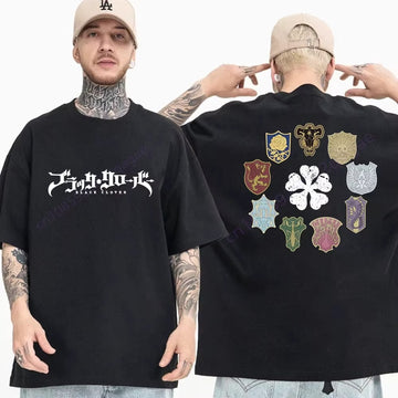 Black Clover Anime Double Printed Oversize Lightweight Acid Washed Tee