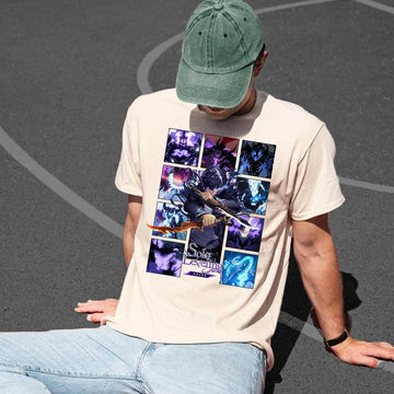 Shadow monarch shirt, Solo Leveling T-shirt, Solo Leveling Hoodie, Men Black Anime Solo Leveling Sung Jinwoo Cotton All Sizes T-shirt
