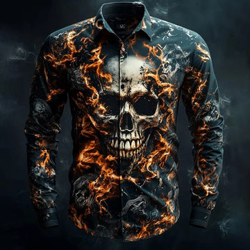 Men's Vintage Art Skull Shirt