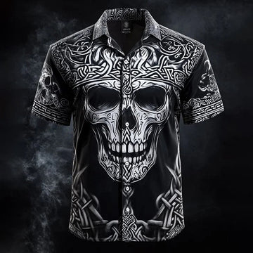 Men's Vintage Skull and Floral Shirt