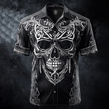 Men's Vintage Skull and Floral Shirt