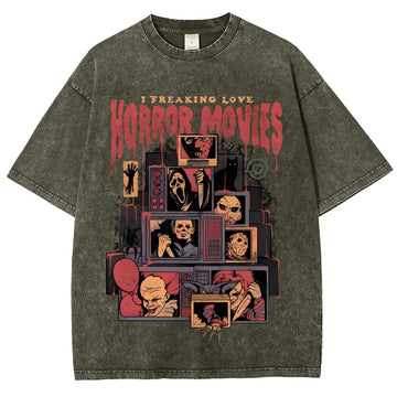 Horror Film Unisex Fit Washed T-Shirt