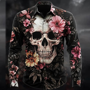 Men's Vintage Art Skull Shirt