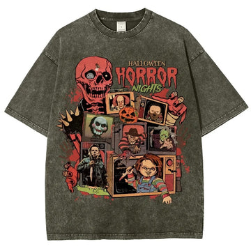 Horror Film Unisex Fit Washed T-Shirt