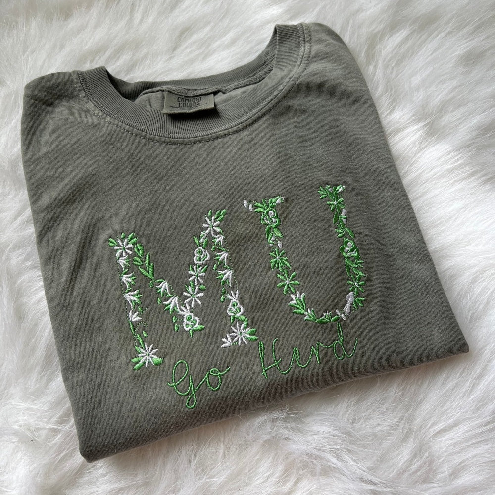 Custom Embroidered Floral College Sweatshirt