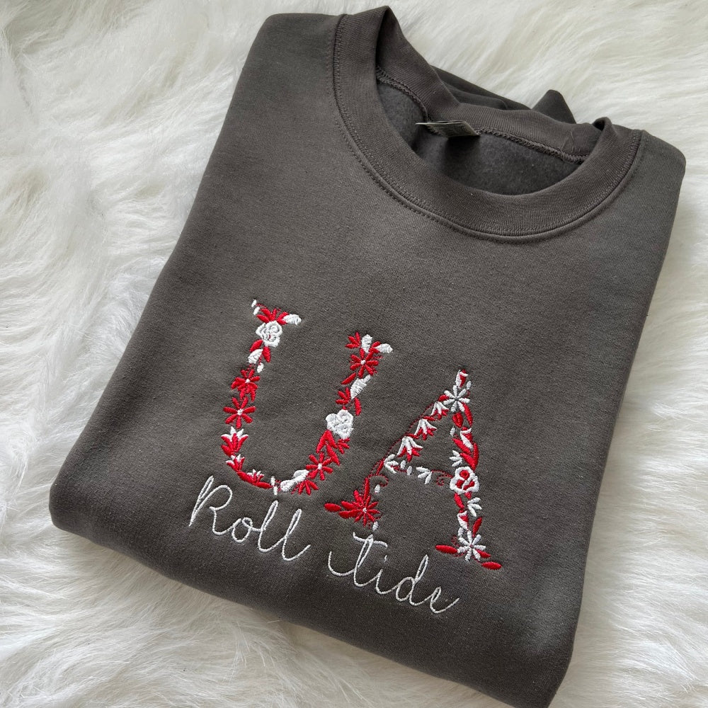 Custom Embroidered Floral College Sweatshirt