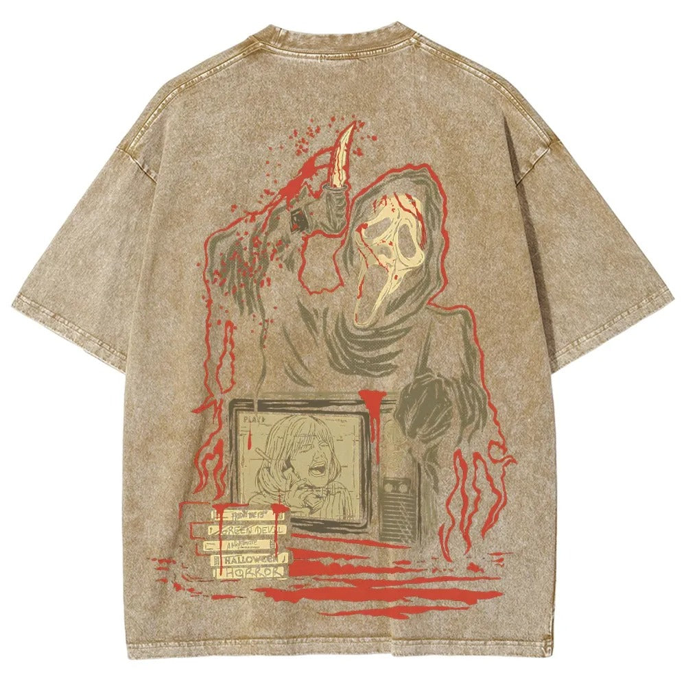 Horror Film Unisex Fit Washed T-Shirt