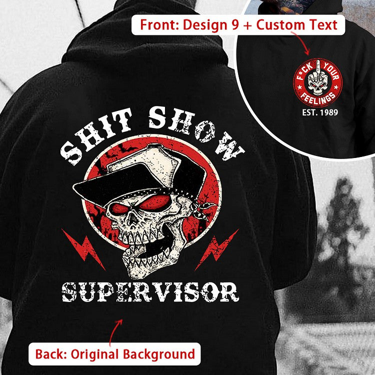 Personalized-“Shit Show Supervisor” Print Hoodie-Personalized