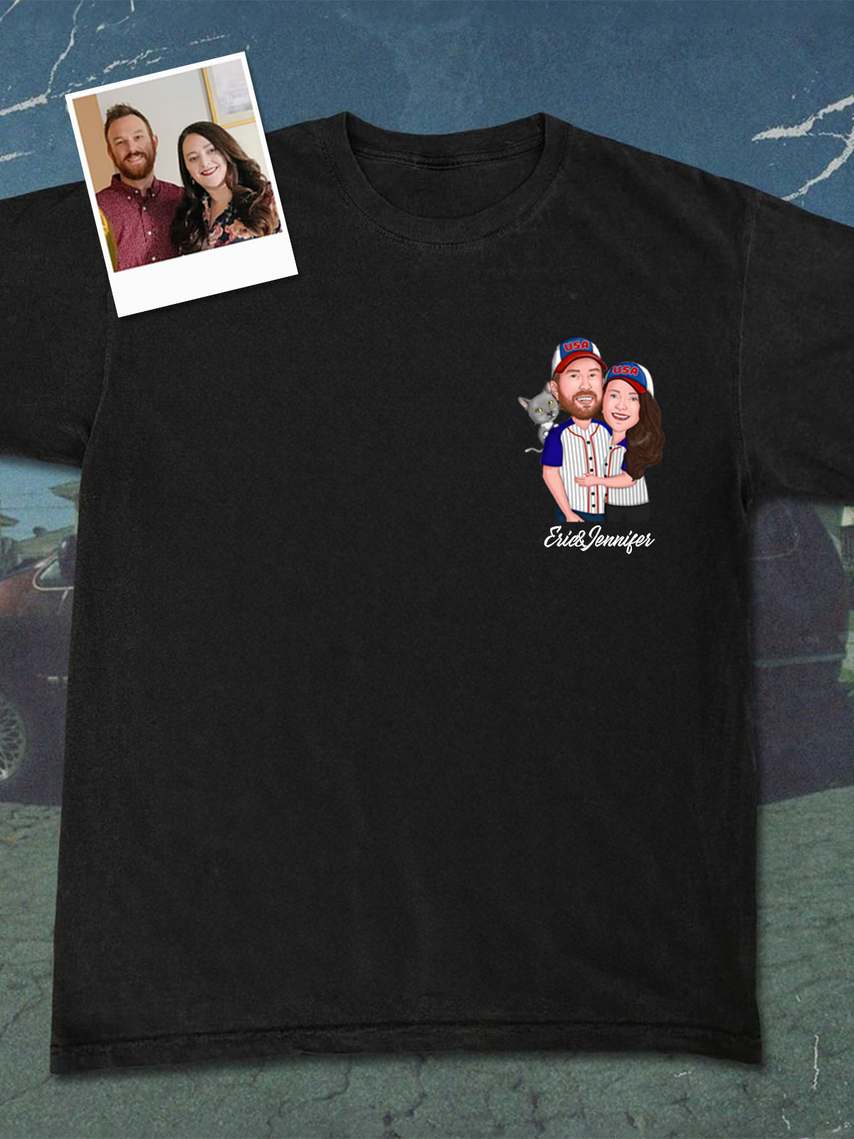 Custom Baseball Couple Photo Print T-Shirts