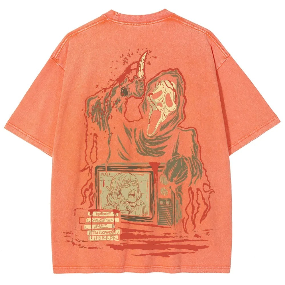 Horror Film Unisex Fit Washed T-Shirt