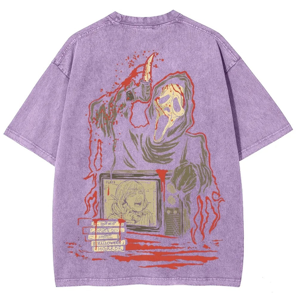 Horror Film Unisex Fit Washed T-Shirt