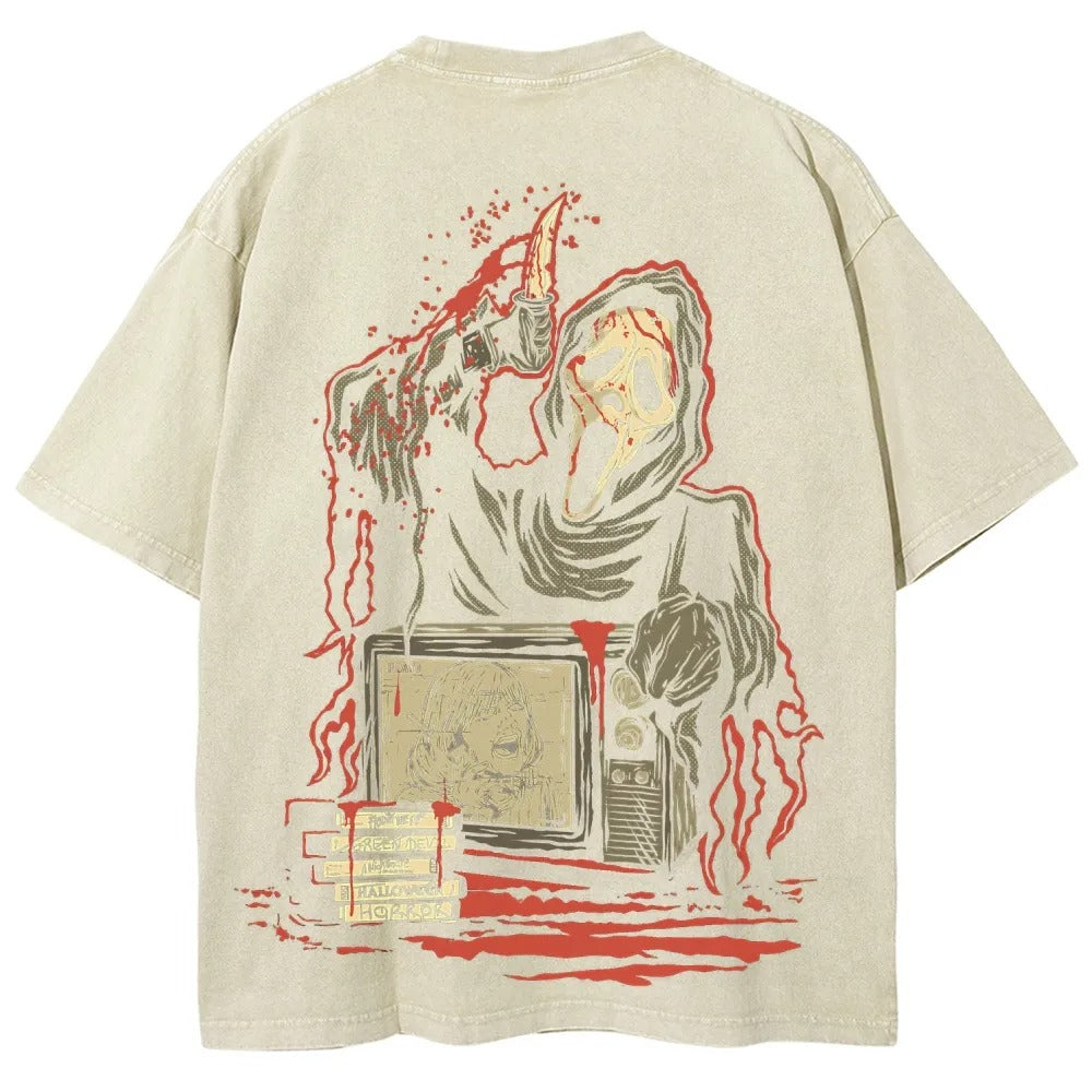 Horror Film Unisex Fit Washed T-Shirt