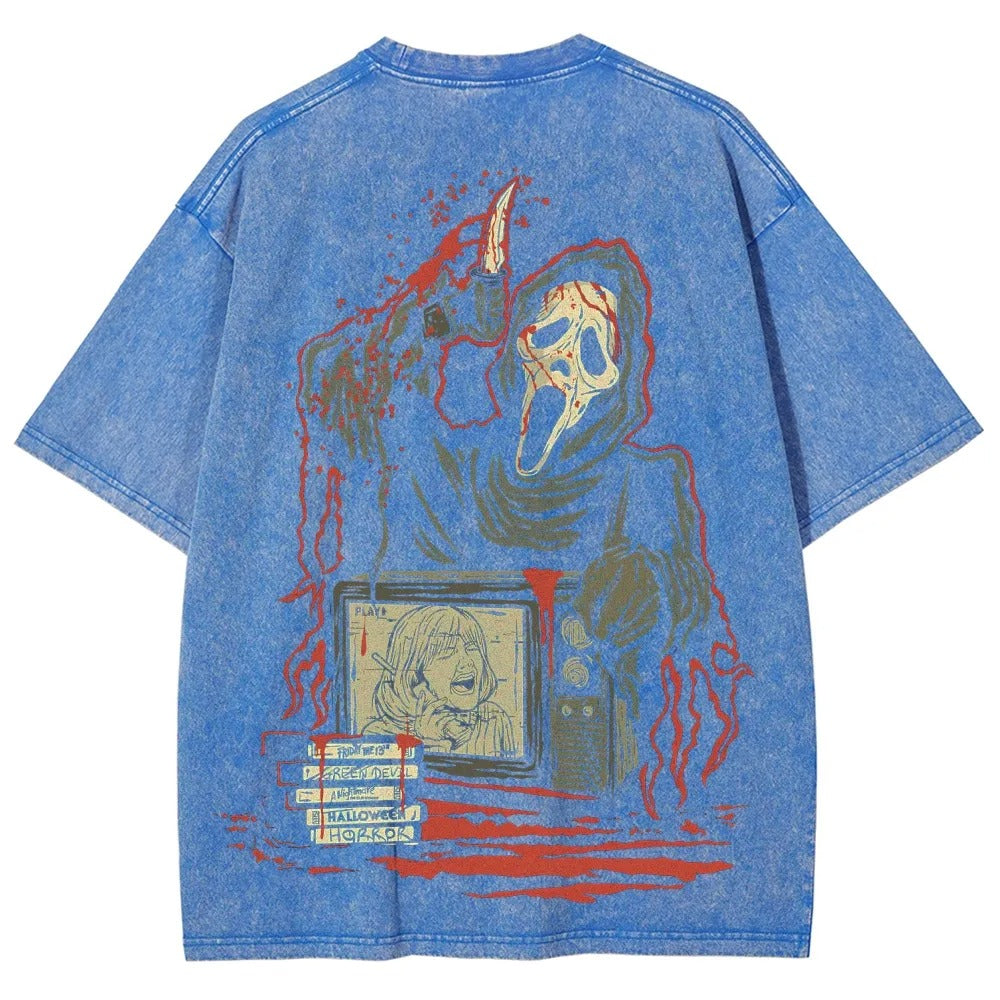 Horror Film Unisex Fit Washed T-Shirt