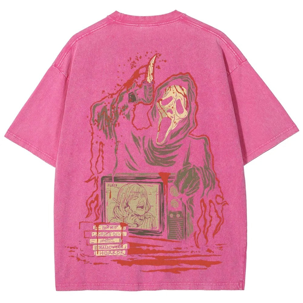 Horror Film Unisex Fit Washed T-Shirt