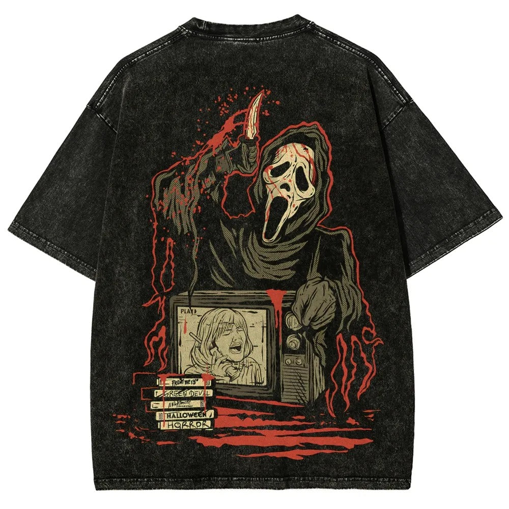 Horror Film Unisex Fit Washed T-Shirt