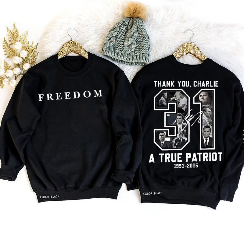 RIP Charlie Kirk Shirt | True Patriot Graphic Sweatshirt