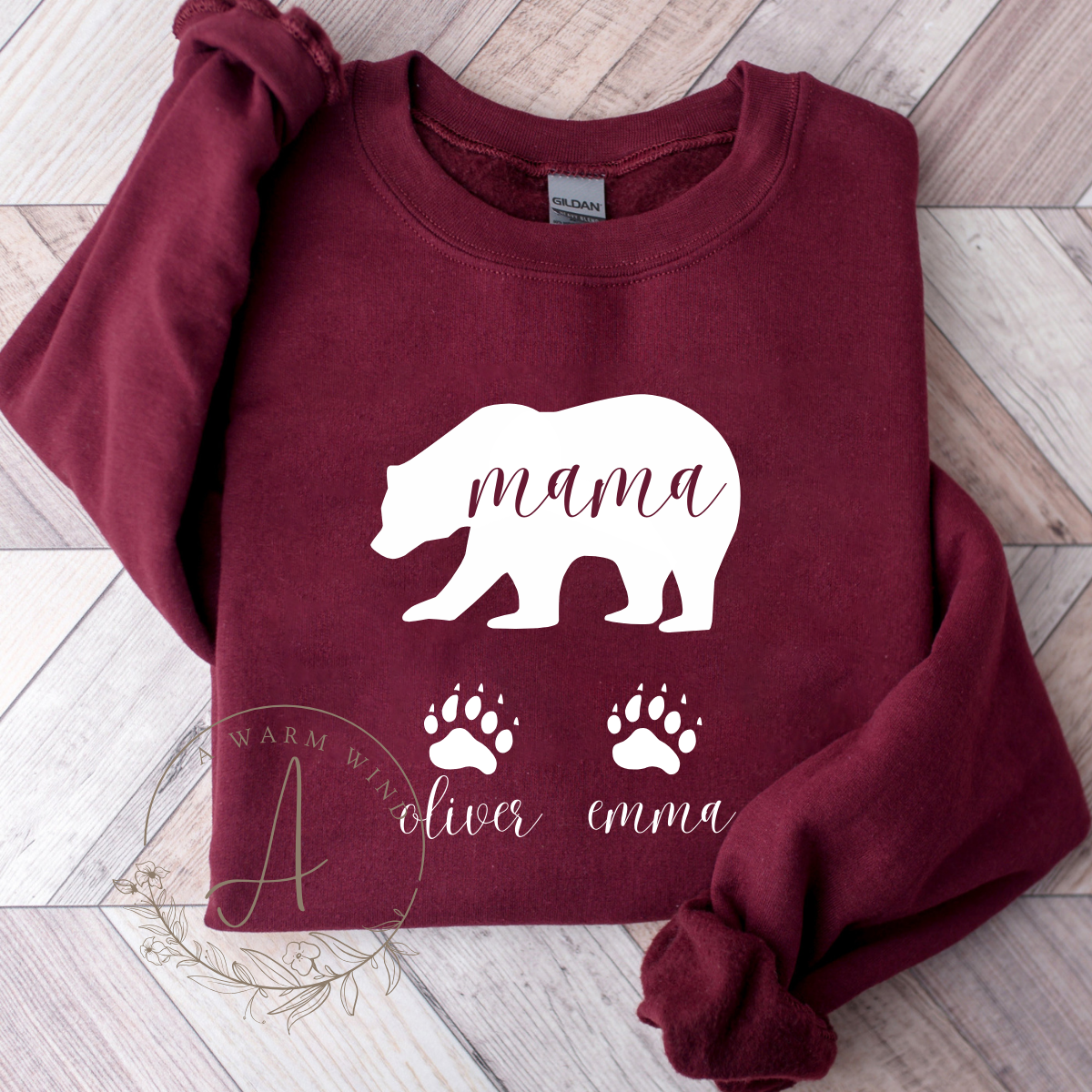 Mama Bear Sweatshirt with Baby Bear Names