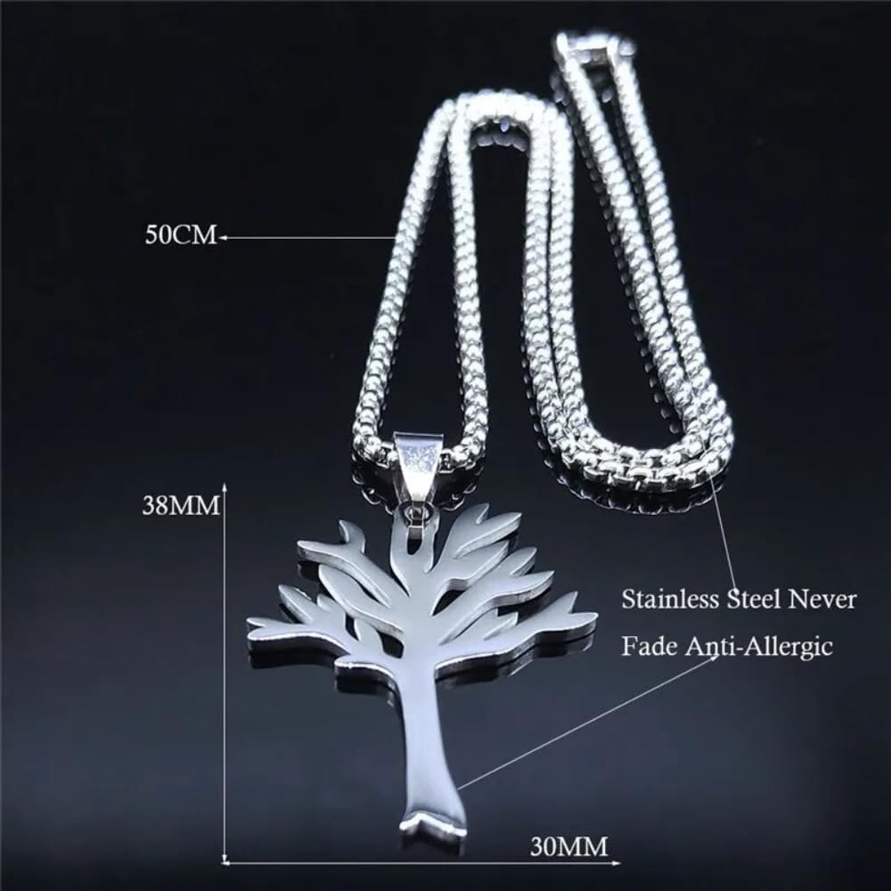 Punk Tree Of Life Stainless Steel Necklace Chain For Women/Men Silver Color Necklaces Jewelry Collier Homme VHM3064