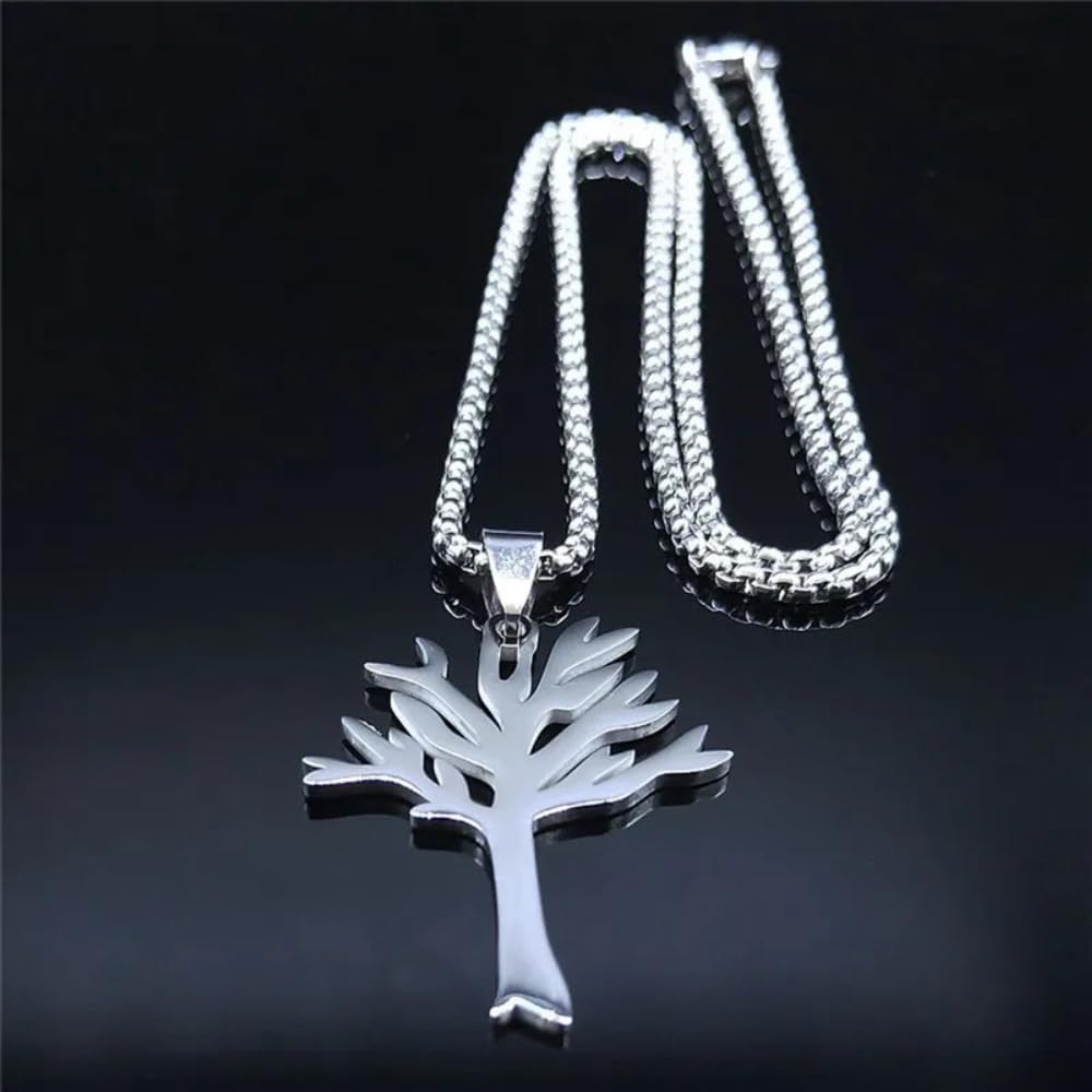 Punk Tree Of Life Stainless Steel Necklace Chain For Women/Men Silver Color Necklaces Jewelry Collier Homme VHM3064