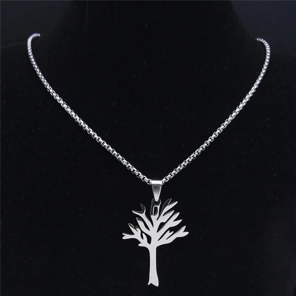 Punk Tree Of Life Stainless Steel Necklace Chain For Women/Men Silver Color Necklaces Jewelry Collier Homme VHM3064