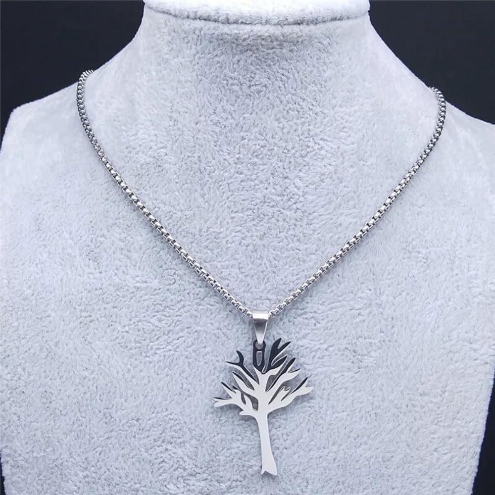 Punk Tree Of Life Stainless Steel Necklace Chain For Women/Men Silver Color Necklaces Jewelry Collier Homme VHM3064