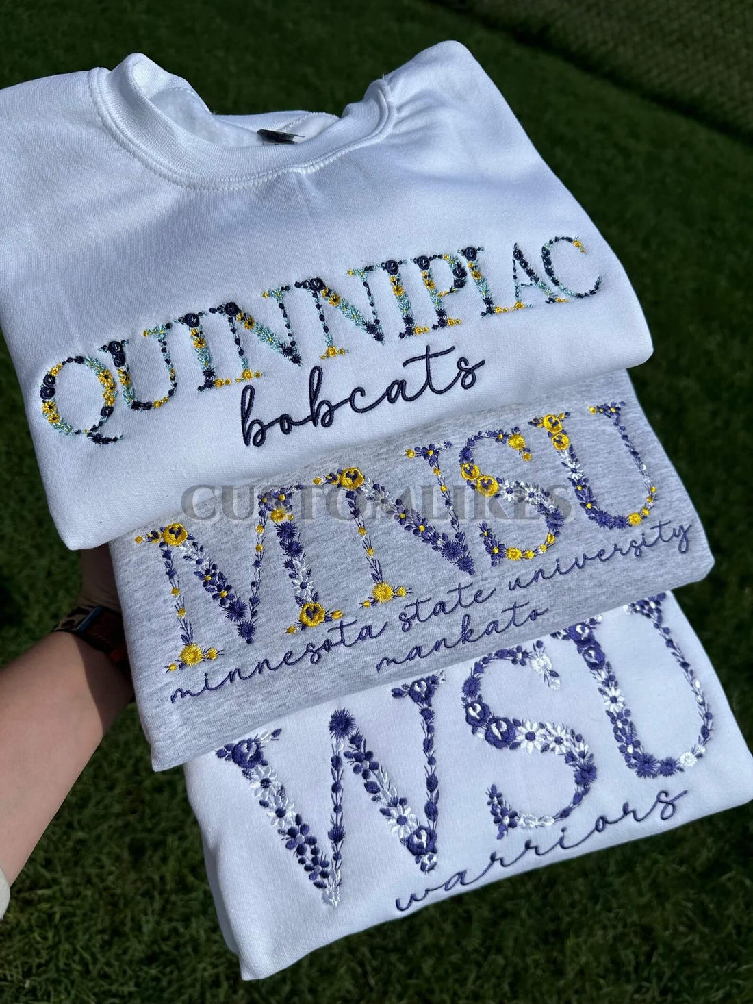 Custom Embroidered Floral University Sweatshirt