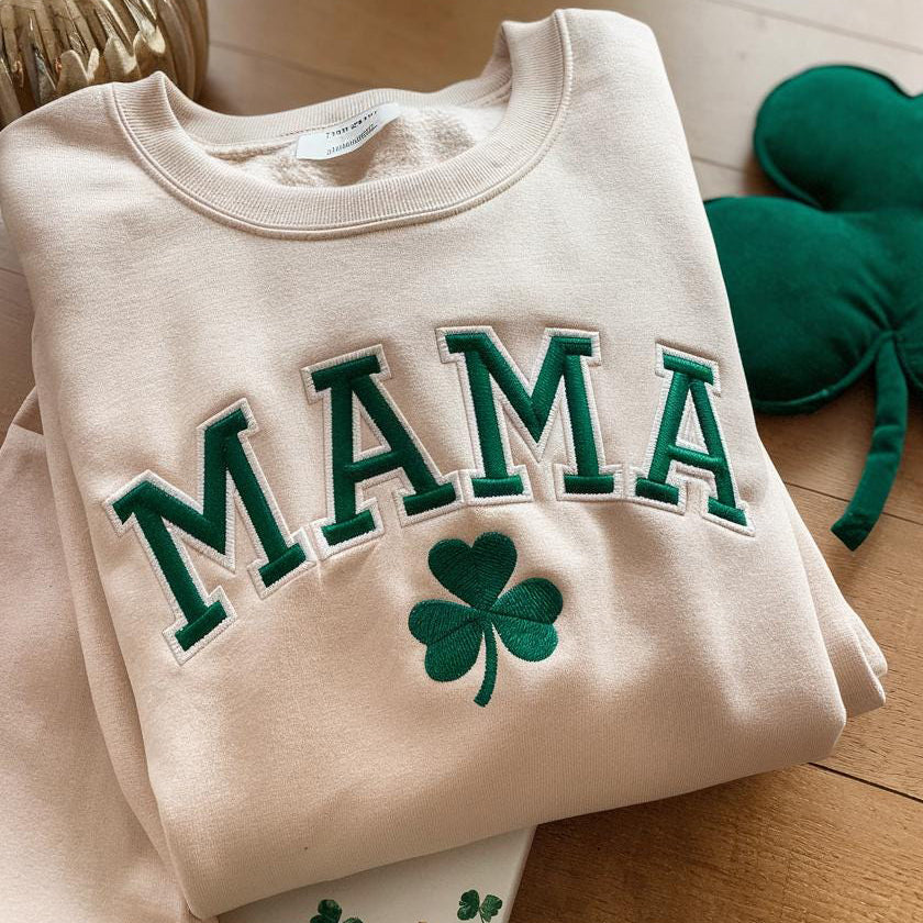 Embroidered Mama St Patrick's Day Sweatshirt