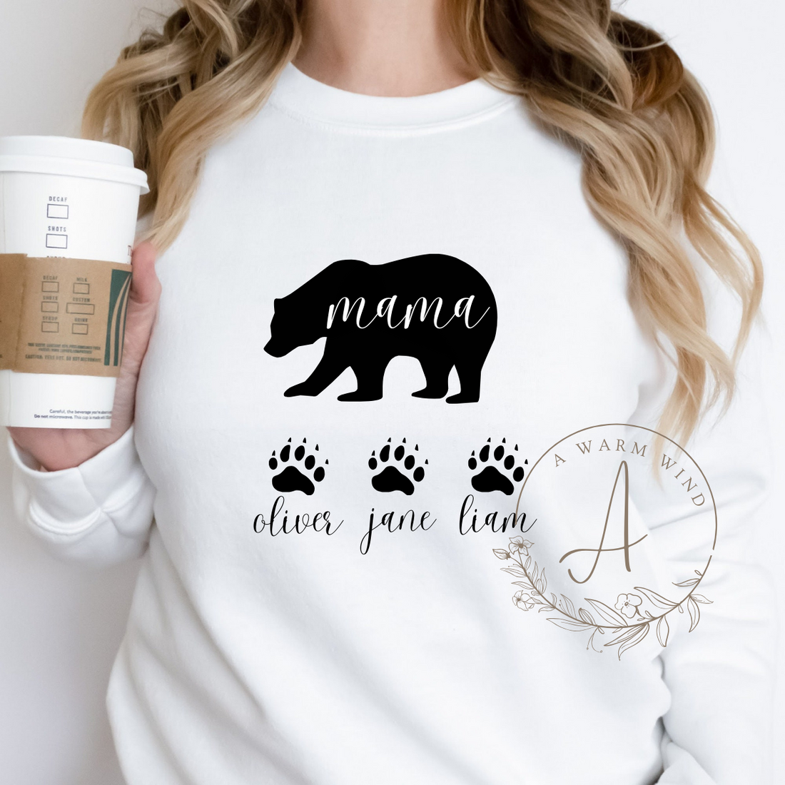 Mama Bear Sweatshirt with Baby Bear Names