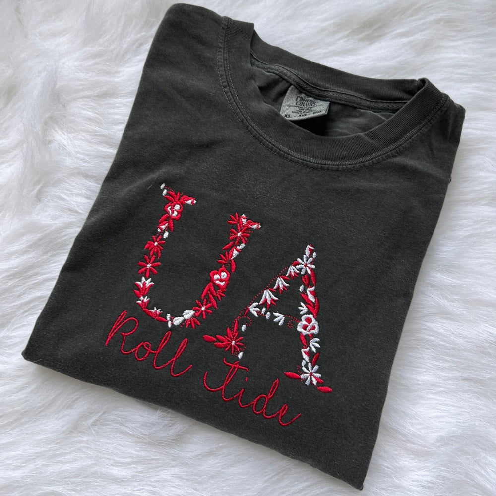 Custom Embroidered Floral College Sweatshirt