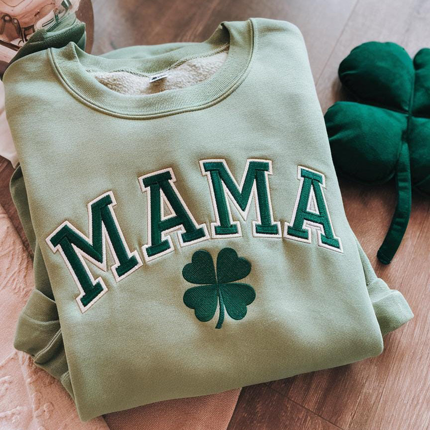Embroidered Mama St Patrick's Day Sweatshirt