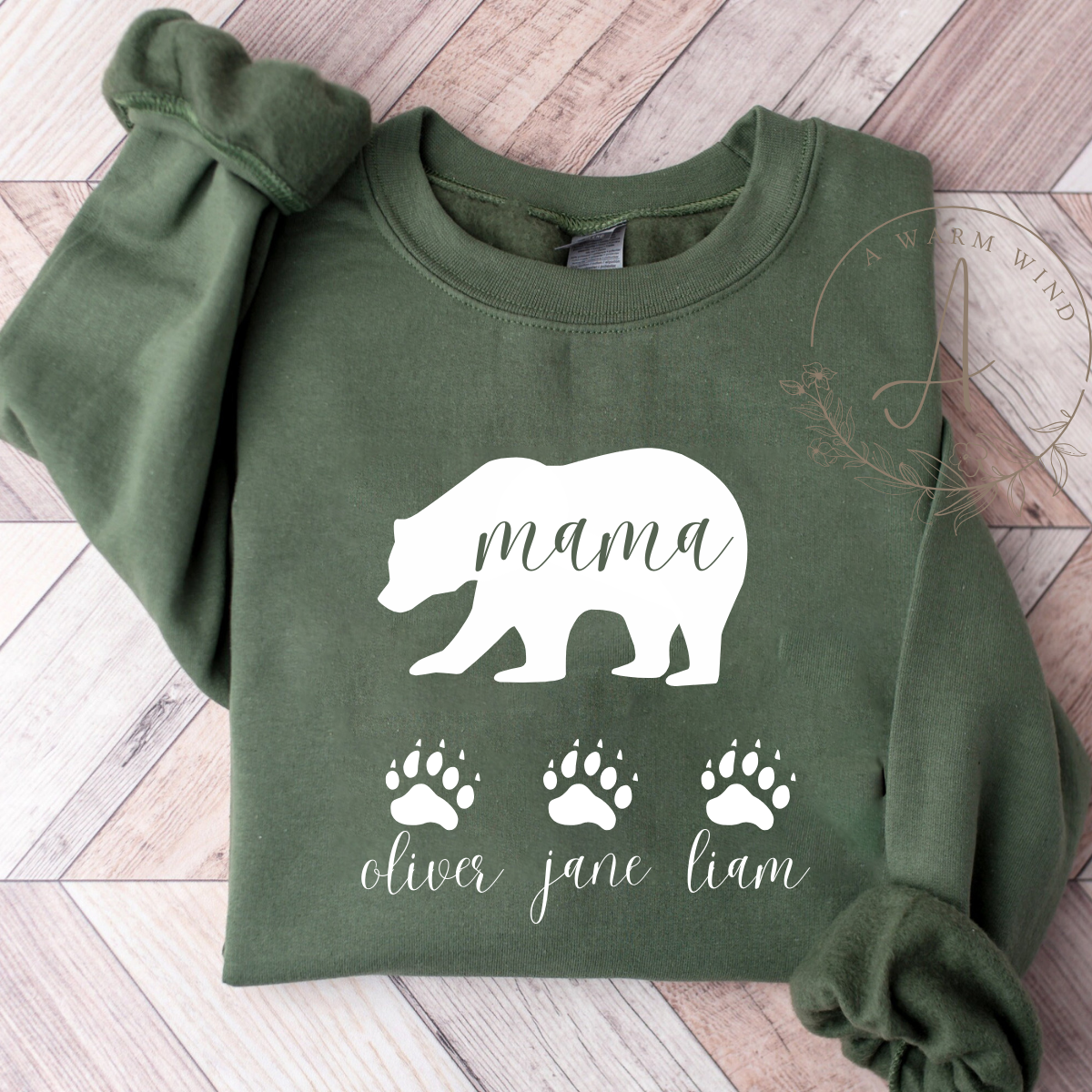 Mama Bear Sweatshirt with Baby Bear Names