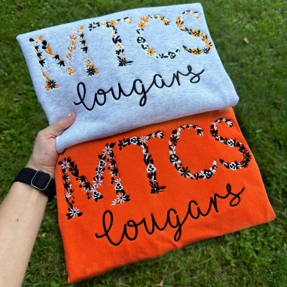 Custom Embroidered Floral College Sweatshirt