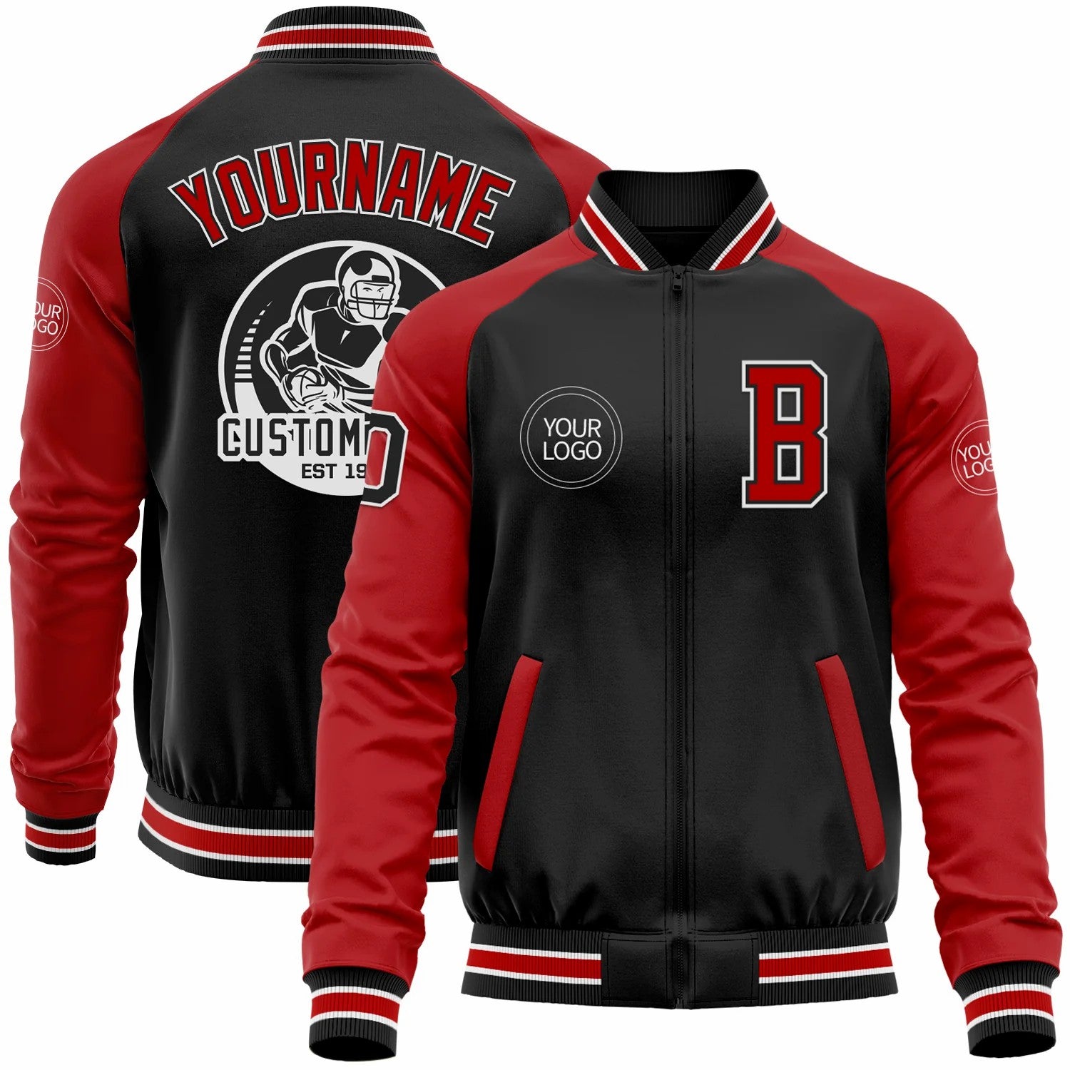 Custom Bomber Varsity Letterman Two Tone Zipper Jacket