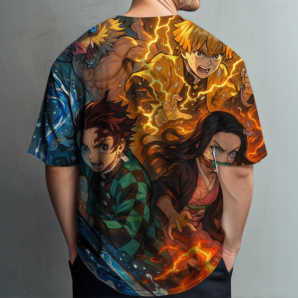 Demon Slayer Hashira T-Shirt, Vibrant Manga-Inspired Graphic Tee