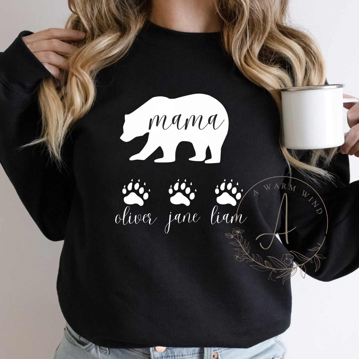 Mama Bear Sweatshirt with Baby Bear Names