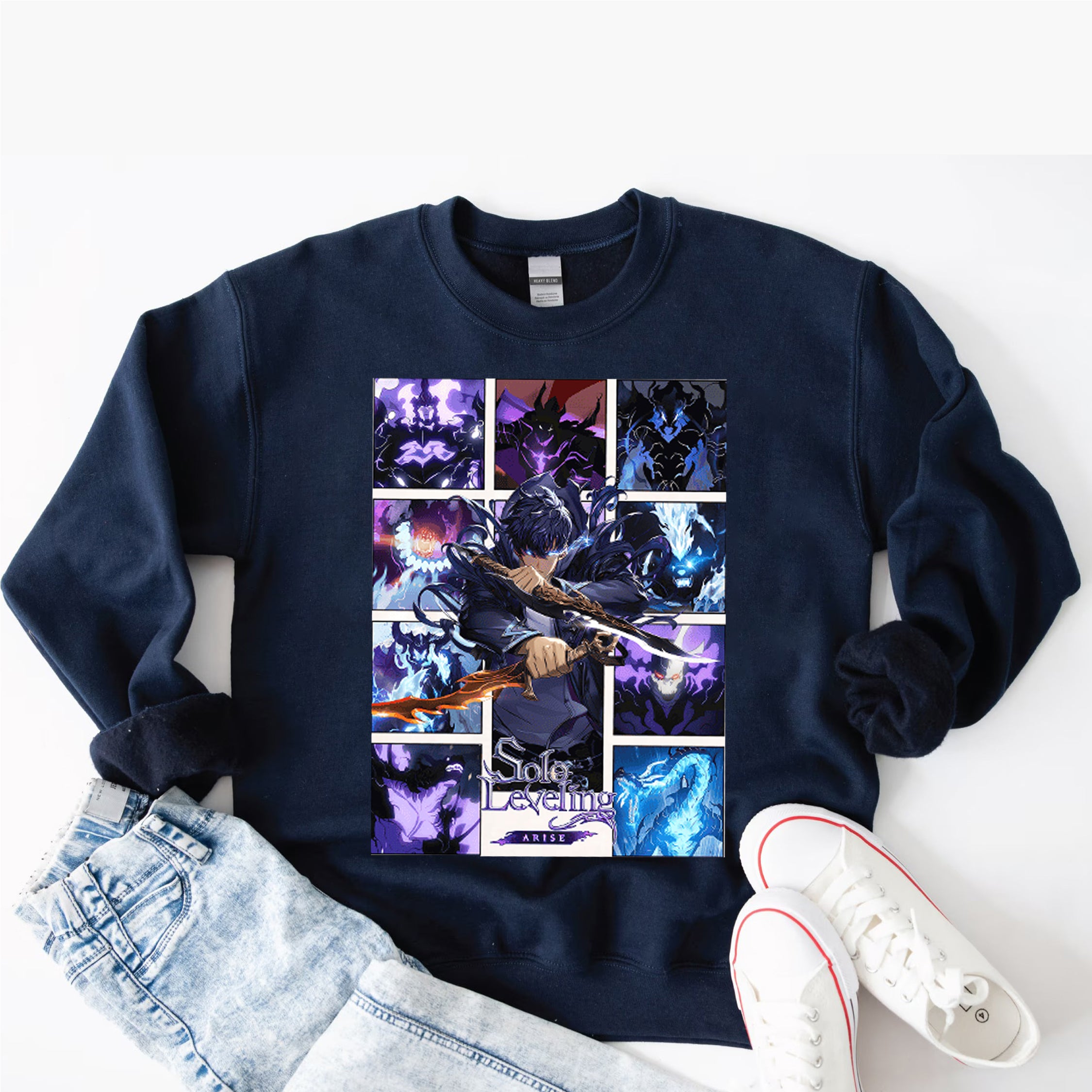 Men Black Anime Solo Leveling Sung Jinwoo Cotton Sweatshirt