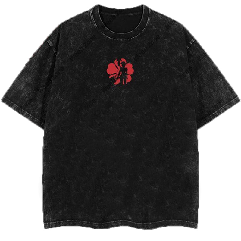 Limited Edition Asta Demon - Black Clover Anime Double Printed Oversize Lightweight Acid Washed Tee