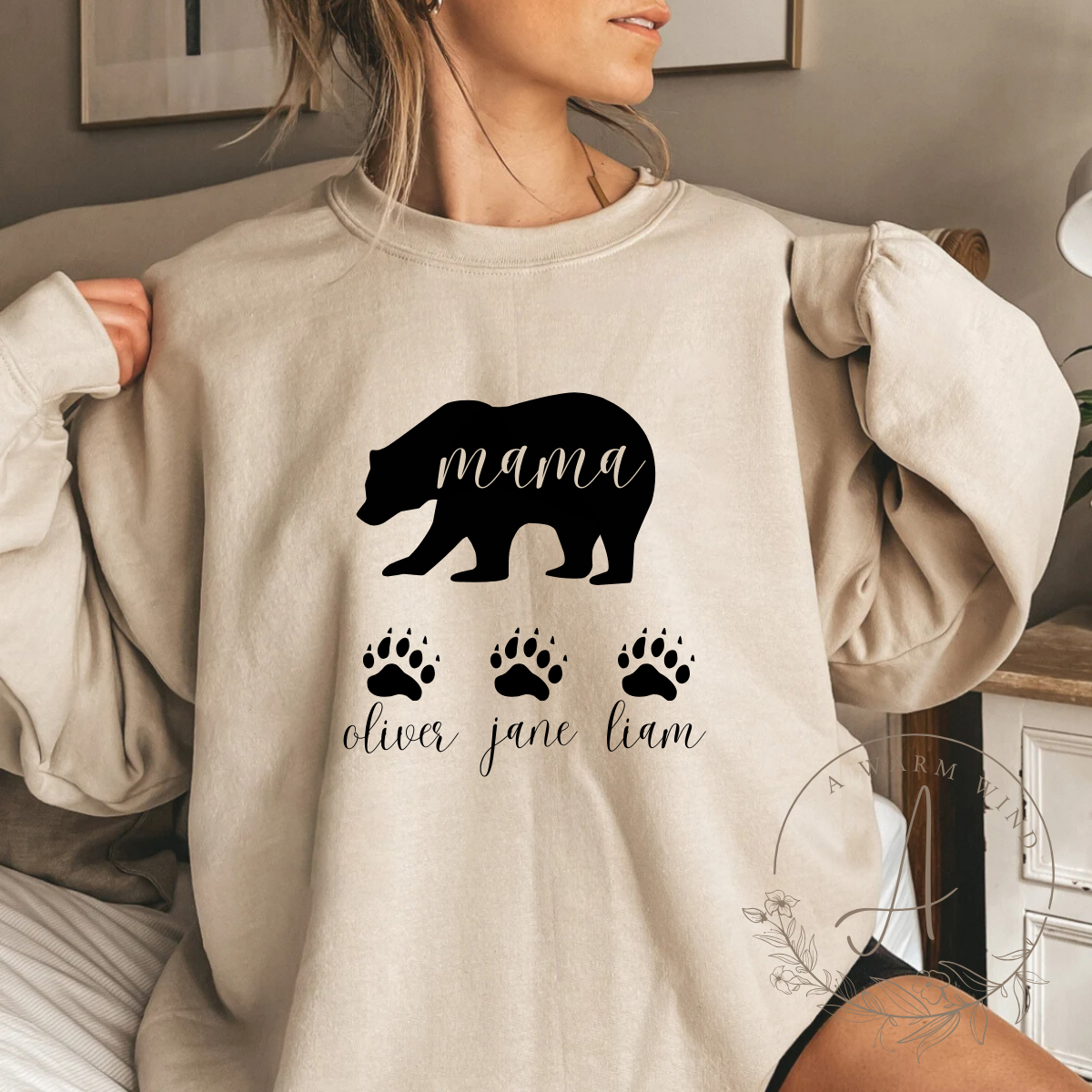 Mama Bear Sweatshirt with Baby Bear Names