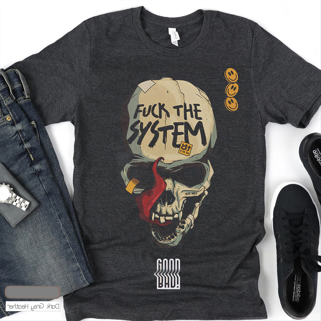 Men's Fuck The System Skull T-shirt