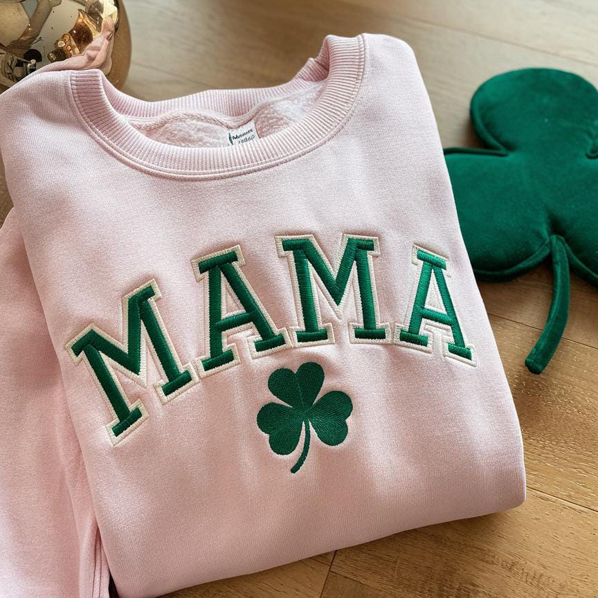 Embroidered Mama St Patrick's Day Sweatshirt